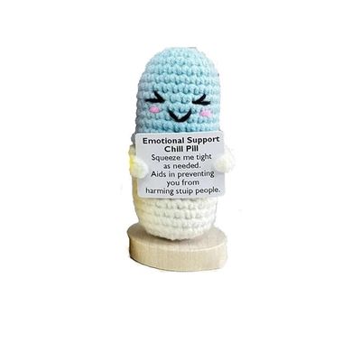 Crochet Emotional Support Chill Pill, Mood Support Pills, Calming Pills, Desk Decor, Home Desktop Decor, Great Gift for Doctors, Nurses and Patients (Emotional SupportChill Pill)