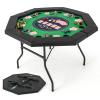 Giantex 48" Poker Table Foldable - 8 Player Octagon Texas Holdem Poker Tables w/ 8 Cup Holders, Casino-Grade Felt Surface, Padded Rails, Portable Folding Card Game Table for Blackjack (Green+Black) view 1