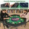 Giantex 48" Poker Table Foldable - 8 Player Octagon Texas Holdem Poker Tables w/ 8 Cup Holders, Casino-Grade Felt Surface, Padded Rails, Portable Folding Card Game Table for Blackjack (Green+Black) view 3