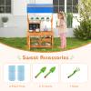 Costzon Mud Kitchen, Fir Wood Kids Kitchen Playset with Adjustable Canopy, Sink, 4 Pots, Blackboard, Kids Potting Bench Mud Table for Backyard, Outdoor Play Kitchen for Boys Girls 3+ view 2