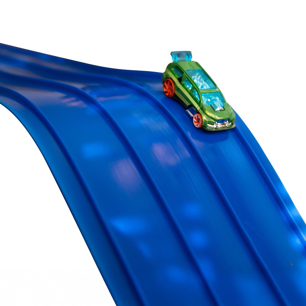 RESILIA Race Car Track Set Compatible with Diecast Cars Like Hot Wheels & Matchbox Fun Toy for Kids & Toddlers, Racing Playset for Adventures, 6.5 Inch Wide x 20 Feet, 3 Lanes, Made in The USA