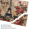 1000 Piece Jigsaw Puzzle Vintage Paris Eiffel Tower Pink Flower Roses Old Wood Puzzle for Adults Teens Family Game Educational Toys Gifts view 3