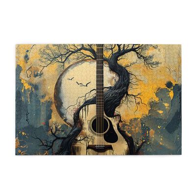 1000 Piece Jigsaw Puzzle Guitar Tree of Life yin yang Fantasy Art Colorful Wood Puzzle for Adults Teens Family Game Educational Toys Gifts