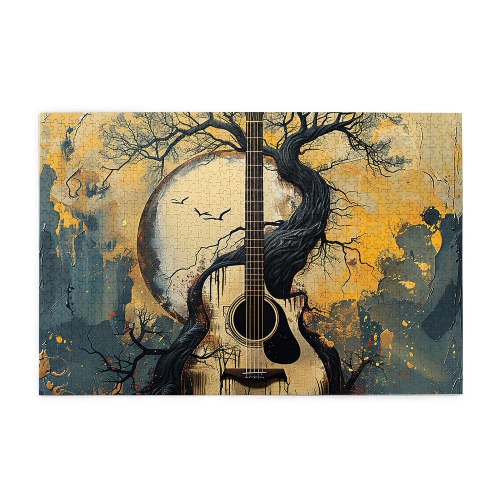 1000 Piece Jigsaw Puzzle Guitar Tree of Life yin yang Fantasy Art Colorful Wood Puzzle for Adults Teens Family Game Educational Toys Gifts