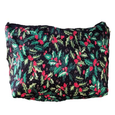 Christmas winter holly berries flat bottom bag for standard sized Mahjong tiles, large Zini