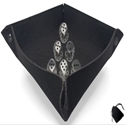 (6) Weighty Zinc Alloy Dice with Storage Pouch AMD Dice Rolling Felt Tray