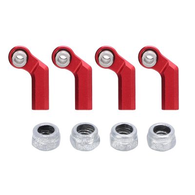 Alomejor 7.0mm Ball RC Car Rod End with Alloy M4 Curved CW Set for 1/10 Scale Model Car Accessories Replacement Part (Red)