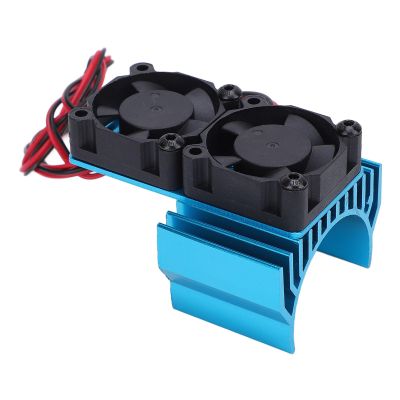 ESC Cooling Fan and Motor Dual Fan Set, Aluminum Plastic Fan Set for Stampede 4x4 Rustler 4x4 Hoss 4x4 with Velineon VXL 3s (Blue)