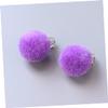 MOBUTOFU 6 Pairs Non Piercing Earrings for Kid Fur Ball Earrings Hoop for Clip-on Ear Clips Kid Pierced Ear Clips Non Pierced view 4