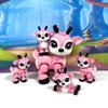 5pcs 3D Printed Christmas Reindeers, Articulated Tiny Animal Figures, Pink and White Christmas Baby Reindeers Fidget Toys, Home Decor Fidget Toy view 1