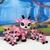 5pcs 3D Printed Christmas Reindeers, Articulated Tiny Animal Figures, Pink and White Christmas Baby Reindeers Fidget Toys, Home Decor Fidget Toy view 2