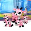 5pcs 3D Printed Christmas Reindeers, Articulated Tiny Animal Figures, Pink and White Christmas Baby Reindeers Fidget Toys, Home Decor Fidget Toy view 4