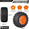 3.8" MT Monster Truck Tires with Foam Insert - 17mm/14mm/12mm Hex Adapters Included, Compatible with TRAXXAS Sledge, ARRMA KRATON, Outcast, Tamiya, HSP (Set of 4), Replacement Part of AR510092 view 2