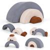 INFANS Climbing Toys for Toddlers, 3pc Foam Climbing Blocks Rainbow Shaped Indoor Play Set, Soft Equipment Modulars Rainbow Crawling Tunnel Playroom Couch for Children Playroom Baby (Grey) view 1