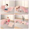 INFANS Climbing Toys for Toddlers, 3pc Foam Climbing Blocks Rainbow Shaped Indoor Play Set, Soft Equipment Modulars Rainbow Crawling Tunnel Playroom Couch for Children Playroom Baby (Pink) view 4