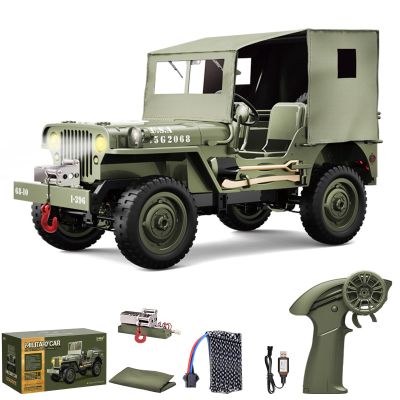 Authticar RC Crawlers, 1:10 Scale New Upgrades D888 Willys Military Jeep, 2.4Ghz 4WD Off Road Rock Crawler Vehicle with Lights All Terrain Electric RC Jeep Toy for Adult Teens