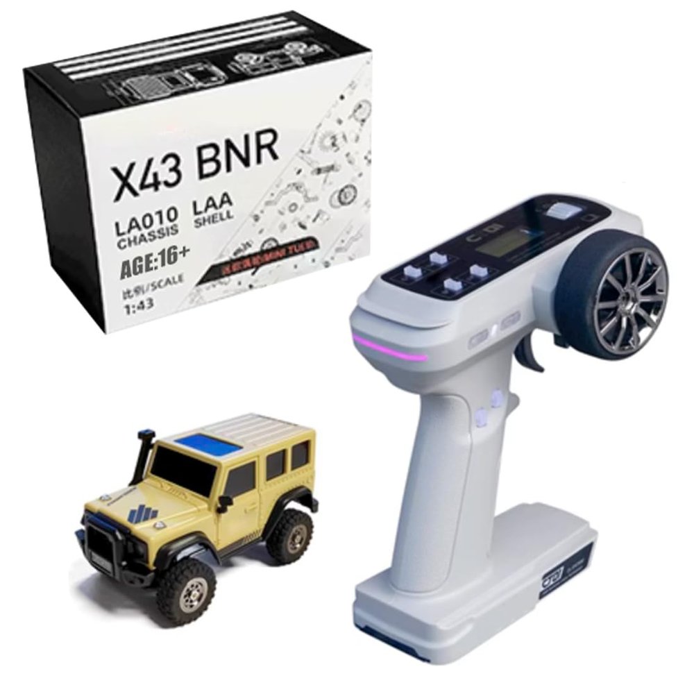 BrickCraftWorks 1/43 X43 2.4G RC Electric Mini Climbing Vehicle with Lights, Remote Control All-Terrain Truck Vehicle, RC Off-Road Car for Adults (RTR Version)