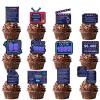 24pcs Blue Glitter Dessert Cupcake Topper Pick for Straight Out 1965 Theme Decor Supplies Men Women Happy 60th Birthday Party Decoration view 1