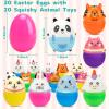 24 Pack Prefilled Easter Eggs with Animals Squishy Animal Toys for Easter Egg Hunt, Easter Basket Stuffers Fillers, Easter Party Favors, Easter Classroom Prize Supplies view 3
