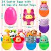 24 Pack Prefilled Easter Eggs with Animals Squishy Animal Toys for Easter Egg Hunt, Easter Basket Stuffers Fillers, Easter Party Favors, Easter Classroom Prize Supplies view 3