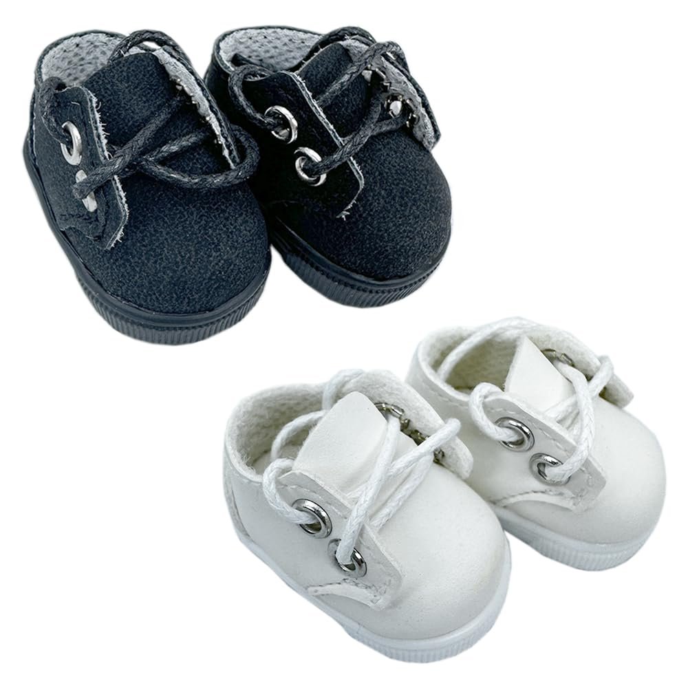 niannyyhouse 10cm Doll Shoes Length 3.8cm 4in Plush Doll Dress Up (Black+White)