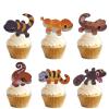 18pcs Glitter Leopard Gecko Dessert Cupcake Pick for Reptile Pet Theme Decor Supplies Men Women Happy Birthday Party Decorations view 1