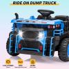 24V Kids Ride On Dump Truck with R/C, 2 Seater Electric Car - 2WD/4WD Powerful Motors, 4.4 Mph, Electric Dump Bed & Shovel, EVA Tires, Music Player, Soft Start, 19" Spacious Seat (Blue) view 3