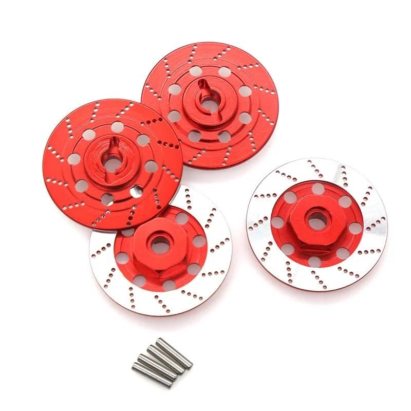 4pcs Metal Brake Disc Wheel Hex Hub Adapter 12mm for Tamiya TT01 TT02 HPI HSP 94123 Sakura D4 1/10 RC On Road Racing Car(Red)