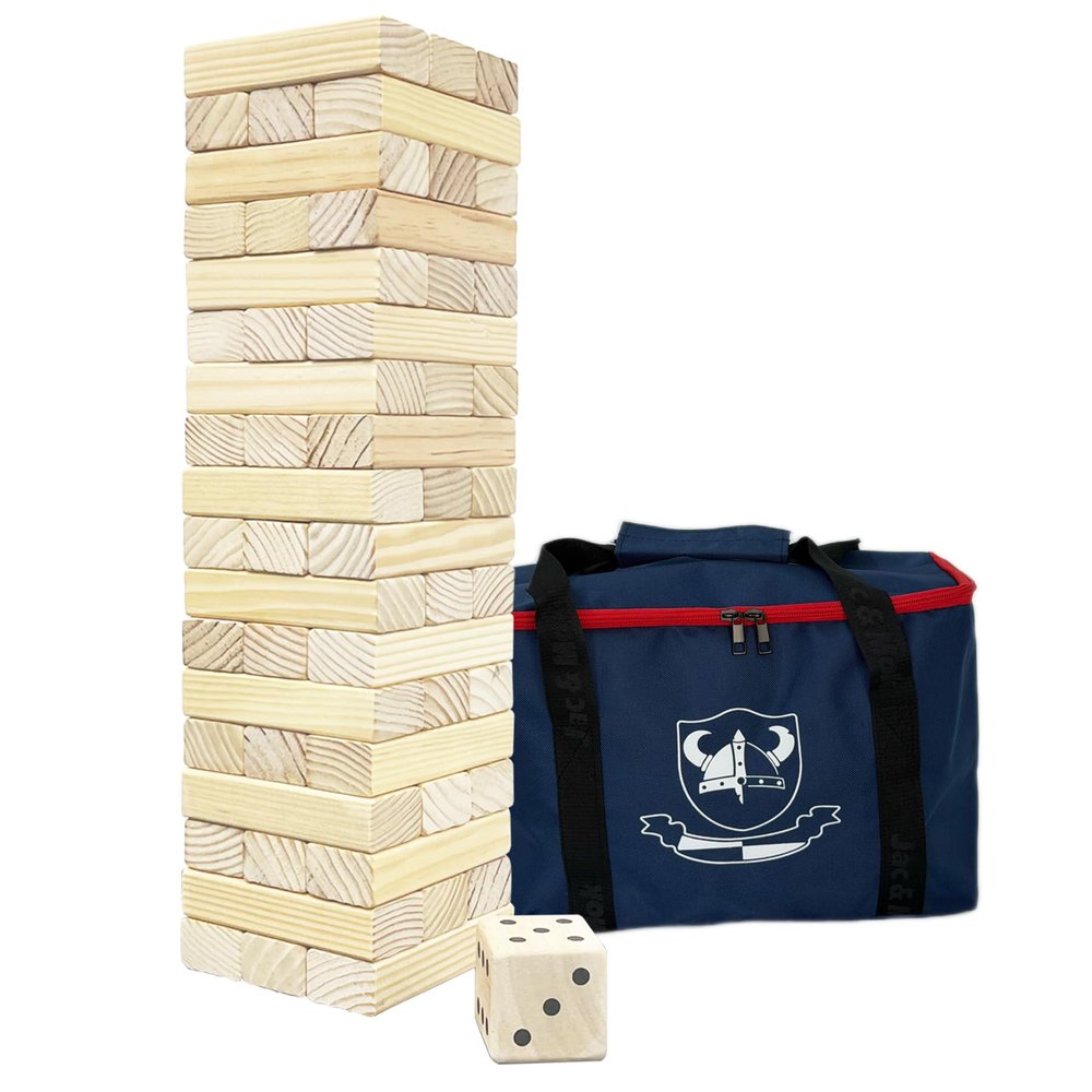 Wooden Tumble Tower Game Yard Outdoor Games for Family Toppling Block Stacking Game (Big-1.48FT)