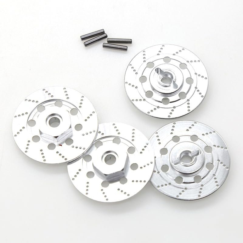 4pcs Metal Brake Disc Wheel Hex Hub Adapter 12mm for Tamiya TT01 TT02 HPI HSP 94123 Sakura D4 1/10 RC On Road Racing Car(Silver)