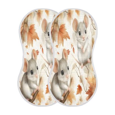 STAYTOP 2PCS Cute Mouse Baby Burp Cloths- Burping Cloths for Baby Boys Girls and Newborn Towel,Large Absorbent Burp Cloths