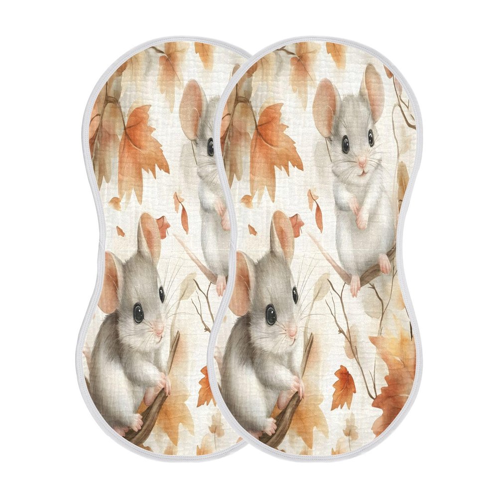 STAYTOP 2PCS Cute Mouse Baby Burp Cloths- Burping Cloths for Baby Boys Girls and Newborn Towel,Large Absorbent Burp Cloths