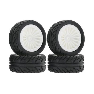 4Pcs 50mm Rubber Tire Tyre Wheel for SG1603 SG1604 SG1605 UDIRC UD1601 UD1602 UD1603 UD1604 1/16 RC Car Upgrade Parts(White)