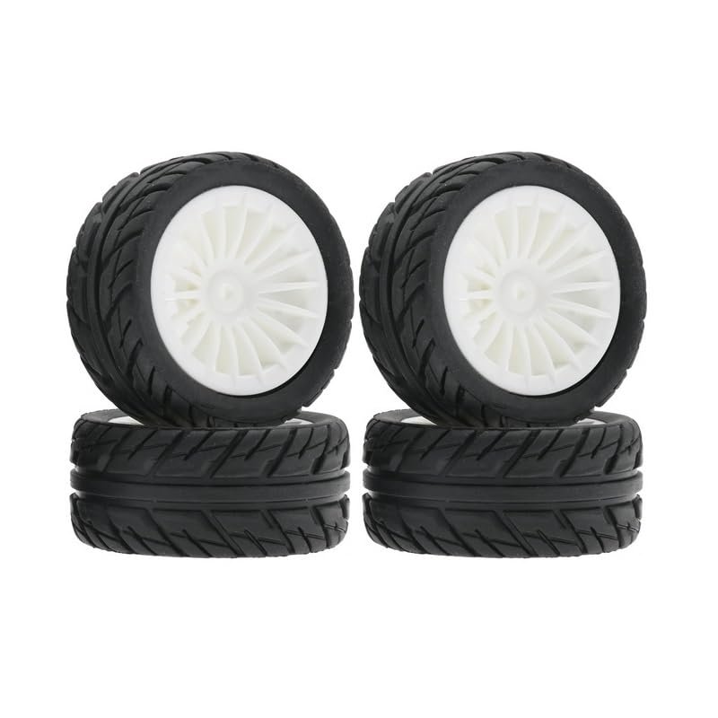 4Pcs 50mm Rubber Tire Tyre Wheel for SG1603 SG1604 SG1605 UDIRC UD1601 UD1602 UD1603 UD1604 1/16 RC Car Upgrade Parts(White)