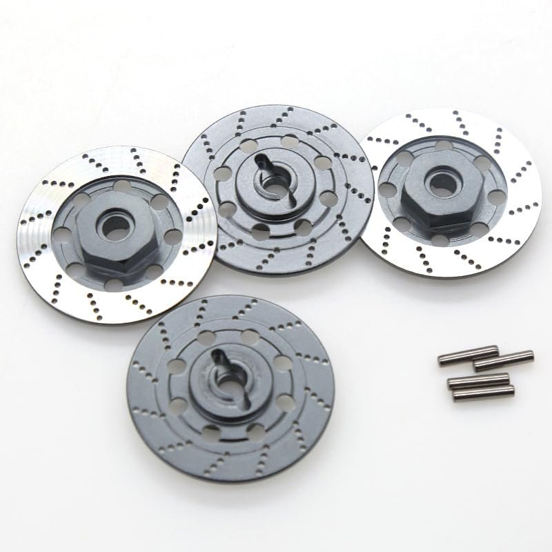 4pcs Metal Brake Disc Wheel Hex Hub Adapter 12mm for Tamiya TT01 TT02 HPI HSP 94123 Sakura D4 1/10 RC On Road Racing Car(Grey)
