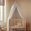 100% Cotton Kids Bed Canopy for Child Bedroom | Pom Pom String Accessory & Nursery Crib Hanging Curtain | Mosquito Net Bedding for Girls Play Room Decoration | Reading Nook Canopies Toddler Dome Tent view 1