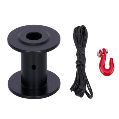 25t Steering Gear Servo Winch Spool Nylon Rope for 1/10 Rc Crawler Car SCX10 Wraith TRX4 Capra VS4-10 LCG Chassis Rescue Tools (25x16mm 3 in 1 Black)