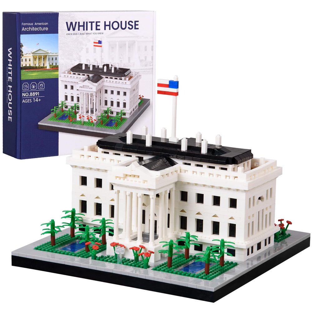 Aigidusansu White House Famous Landmark Model Set, 2300pcs World Architecture Mini Diamond Blocks Bricks, Building Toy 3D Puzzle for Adults 14 Teens(White House)