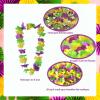 50 Pack Mardi Gras Flower Leis Necklaces Bulk, Red Green Yellow Mardi Gras Hawaiian Leis for Mardi Gras Party Decorations, Gaysby Themed Party, Masquerade Costume Accessories view 2