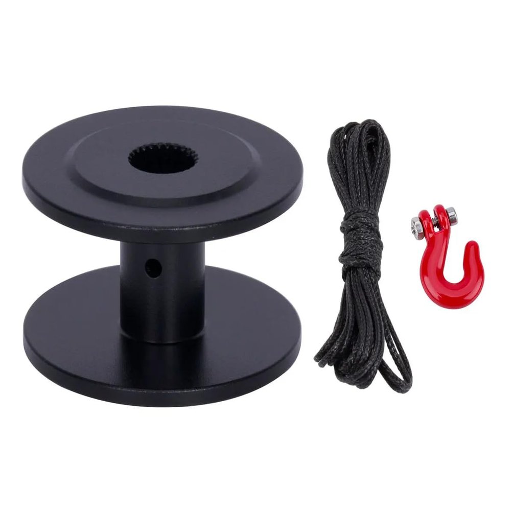 25t Steering Gear Servo Winch Spool Nylon Rope for 1/10 Rc Crawler Car SCX10 Wraith TRX4 Capra VS4-10 LCG Chassis Rescue Tools (20x12mm 3 in 1 Black)