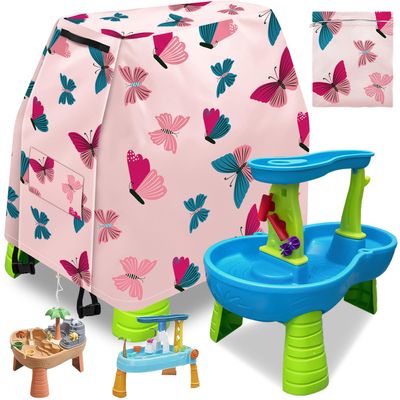 Intoypad Kids Water Table Cover for Step2 Rain Showers Water Table Accessories, Outdoor Toys Waterproof Sunshade Dust Cover for Toddlers 1-3 Outdside Step 2 Watertable Toys for Kids Ages 3-5
