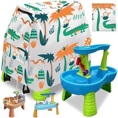 Intoypad Kids Water Table Cover for Step2 Rain Showers Water Table Accessories, Outdoor Toys Waterproof Sunshade Dust Cover for Toddlers 1-3 Outdside Step 2 Watertable Toys for Kids Ages 3-5