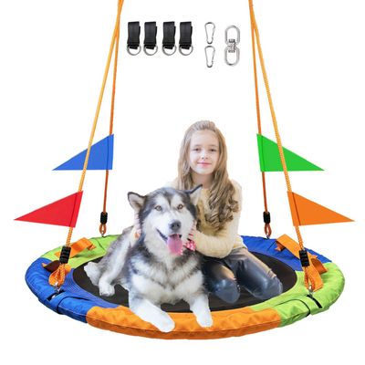 40 Inch Tree Swing Spider Web Tree Swing,800Lb Weight Capacity,900D Oxford Waterproof with Handles, with 71" Adjustable Hanging Strapsfor Backyard,Gifts for Kids Playground (40Inch-3Colors)