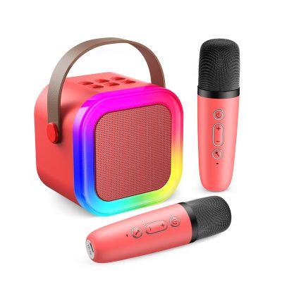 Fede Karaoke Machine for Kids Adults, Mini Karaoke Machine with 2 Wireless Microphones, Portable Bluetooth Speaker with Voice Changing Effects & LED Lights, Best Gifts Toys for Girls and Boys