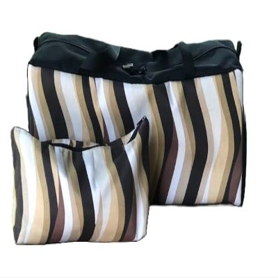 Brown stripes zippered soft sided shoulder tote bag for your mahjong racks with matching bag for tiles