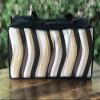 Brown stripes zippered soft sided shoulder tote bag for your mahjong racks with matching bag for tiles view 3