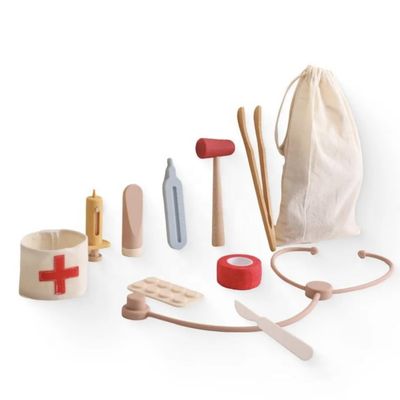 Wooden Medical Play Set, Pretend Doctor Kit with Accessories, 11 Pieces