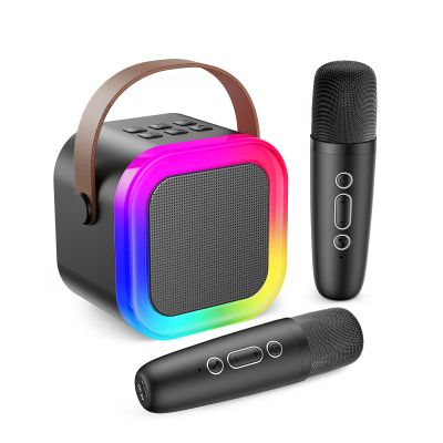 Fede Karaoke Machine for Kids Adults, Mini Karaoke Machine with 2 Wireless Microphones, Portable Bluetooth Speaker with Voice Changing Effects & LED Lights, Best Gifts Toys for Girls and Boys