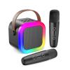 Fede Karaoke Machine for Kids Adults, Mini Karaoke Machine with 2 Wireless Microphones, Portable Bluetooth Speaker with Voice Changing Effects & LED Lights, Best Gifts Toys for Girls and Boys view 1