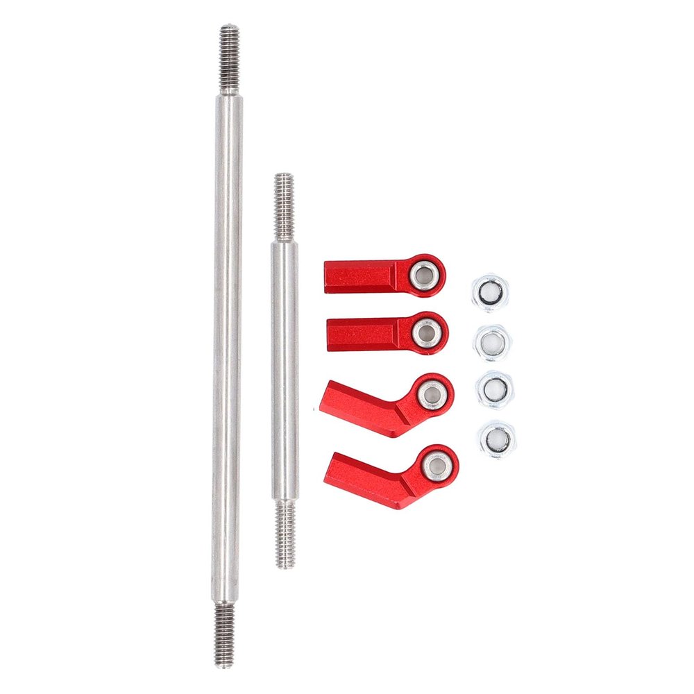 Alomejor 90mm RC Servo Linkage Steering Link Rod with 7.5mm Ball Holder Tie Rod End Upgrade Kit for RC Crawler car (Red)